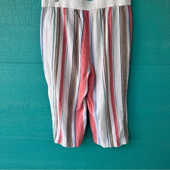 LAND N SEA LINEN BLEND STRIPED CROPPED PULL ON PANTS SIZE XL - Picture 7 of 7
